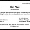 Platz Karl 1898-1977 Todesanzeige